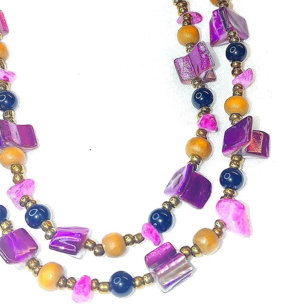 Handmade Beautiful necklace w/earring set. 28 inch. - Picture 2 of 5